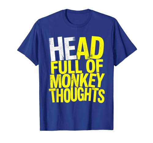 Mademark Head Full of Monkey Thoughts Funny Primate Design T-Shirt - Men - size chart