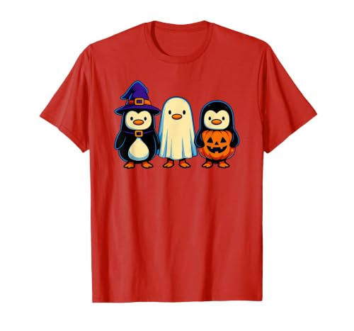 Nerrrdy Penguin Witch Ghost Pumpkin Men Women Kids Funny Halloween T-Shirt - size chart