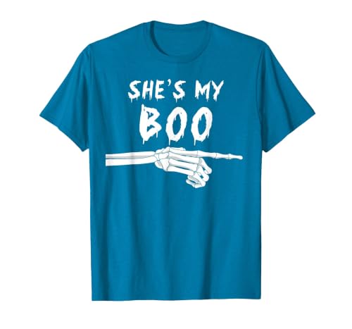 Miftees Matching Halloween Tees She's My Boo Matching Halloween Costume She's My Boo T-Shirt - size chart