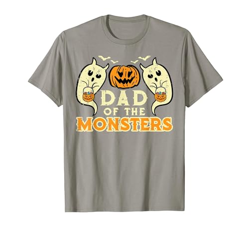 Mens Halloween Shirts For Dad Daddy Papa Men Halloween Dad of Monsters Funny Family Costume Papa Daddy T-Shirt - size chart