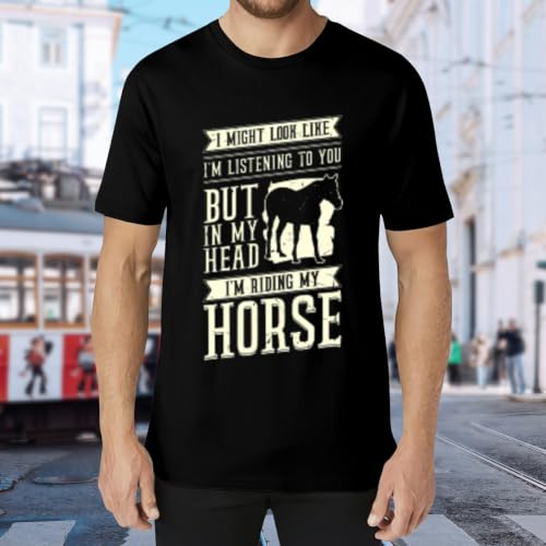 SYPPEIPLC Men Solid Cotton T-Shirt Crew Neck Short Sleeve Home is Where My Horse is Casual Daily Tops - size chart
