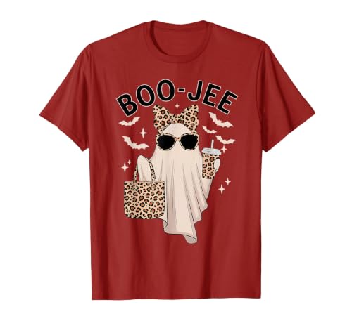 Halloween Boo-Jee Leopard Ghost Coquette Bow Coquette Leopard Ghost Coffee Boo-JEE Halloween Boujee Ghost T-Shirt - size