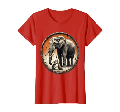 Mademark Mouse Hands Elephant a Tiny Broom Funny Animal Art T-Shirt - Women - size chart