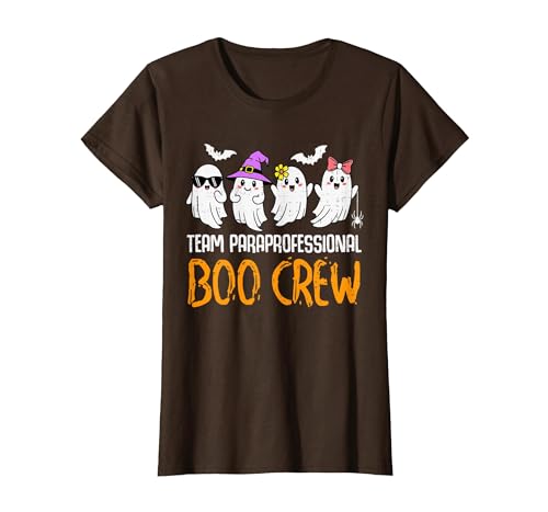 Halloween Tees for Women Men Kids Team Paraprofessional Boo Crew Ghost Halloween para Costume T-Shirt - size chart