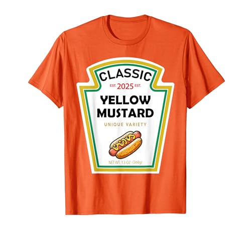 Halloween 2025 Condiments Couples Costume Sauce Yellow Mustard DIY Halloween Costume Matching Groupe Mustard T-Shirt - size