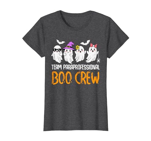 Halloween Tees for Women Men Kids Team Paraprofessional Boo Crew Ghost Halloween para Costume T-Shirt - size chart