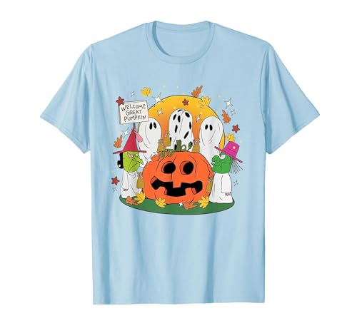 Funny Halloween gift tee Welcome Great Pumpkin Boo Witch Pumpkin Halloween T-Shirt - size chart