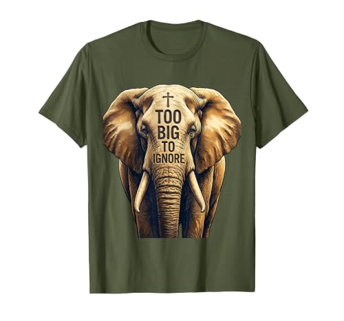 Mademark Too Big To Ignore Bold Elephant Graphic Design T-Shirt - Men - size chart