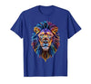 Psychedelic Jungle Glow Animal Art Glow Lion Head Art Psychedelic Jungle Animal Face T-Shirt - size chart