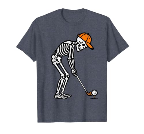 Halloween Tees for Women Men Kids Skeleton Golf Halloween Golfer Costume Dad Mens Boys Kids T-Shirt - size chart