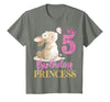 Kids 5th Birthday Rabbit Princess Girl Bunny 5 Years Old T-Shirt — design detail