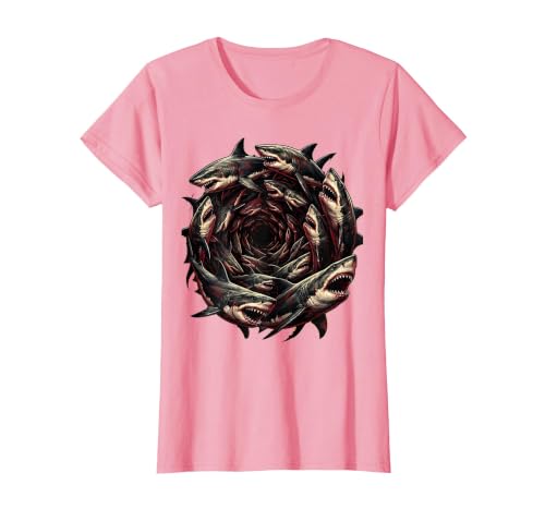 Mademark Spiral School of Sharks Graphic Design T-Shirt - size chart