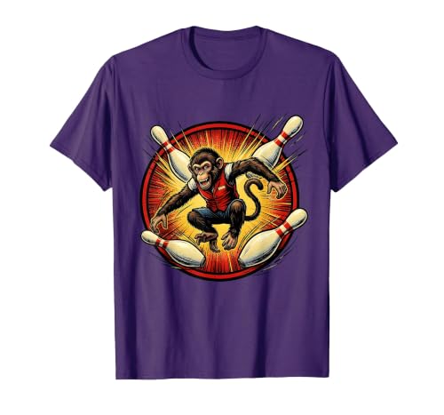 Mademark Pin Monkey Dodging Flying Pins Bowling Graphic T-Shirt - Men - size chart