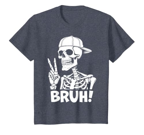 Skeleton Peace Sign Shirts For Men Women & Kids Bruh Skeleton Hand Peace Sign Halloween Skeleton Hand Sign T-Shirt - size