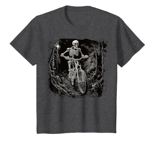 Scary Cyclist Skeleton Gifts Cycling Skeleton Mountain MTB Bicycle Cyclist Skeleton T-Shirt - size chart