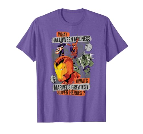 Marvel Halloween Madness Awaits the Greatest Super Heroes T-Shirt - size chart