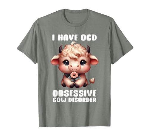 Funny Cow Apparel I Have OCD Obsessive Cow Disorder Cow Lover Farmer T-Shirt - size chart