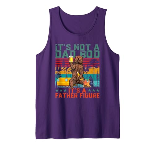 Father's Day Gifts for Dad Funny Bear And Dad Bod It's Not A Dad BOD It's Father Figure Bear Beer Fathers Day Tank Top - size chart