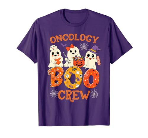 Oncology Boo Crew Funny Ghost Halloween Spooky Costume Nurse T-Shirt - size chart