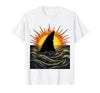 Mademark Shark Fin Silhouette Blazing Sunset Graphic T-Shirt - size chart