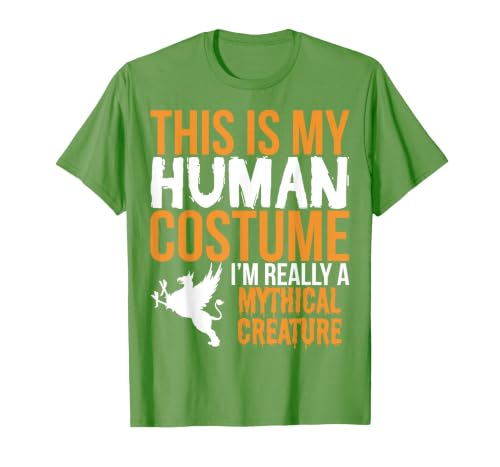 This is My Human Costume Mythical Creature - Halloween Funny T-Shirt - size chart