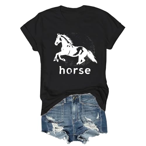 Pukcoun Horse Shirt Horse Lover V-Neck Shirt Retro Graphics T-Shirt Unisex - size chart