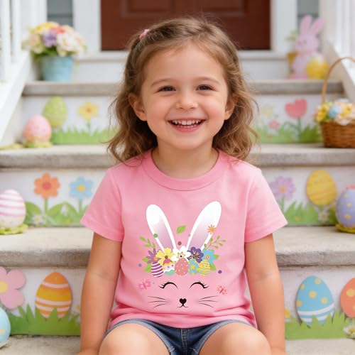 Easter Day Gift for Toddler Boy Baby Girl Tractor Loving Bunny T-Shirt — design detail