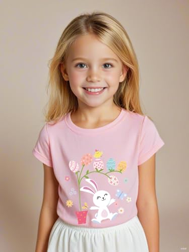 Easter Day Gift for Toddler Boy Baby Girl Tractor Loving Bunny T-Shirt — design detail