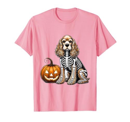 Spooky Cocker Spaniel Skeleton Costumes Halloween Cocker Spaniel Skeleton Jack O Lantern Funny Dog Halloween T-Shirt - size