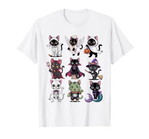 Halloween Cat Apparel Halloween Cat T-Shirt - Spooky Kittens Costume T-Shirt - size chart