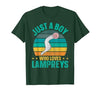 Sea Lamprey Fish Quote Just a boy who Loves Lampreys Quote for a Lamprey Boy T-Shirt - size chart