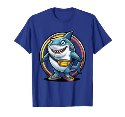 Funny Shark In Flip Flops and Fanny Pack Design T-Shirt