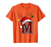 Christmas Buffalo Plaid Alphabet Tees Letter M Name Initial Buffalo Plaid Alphabet Monogram T-Shirt - size chart