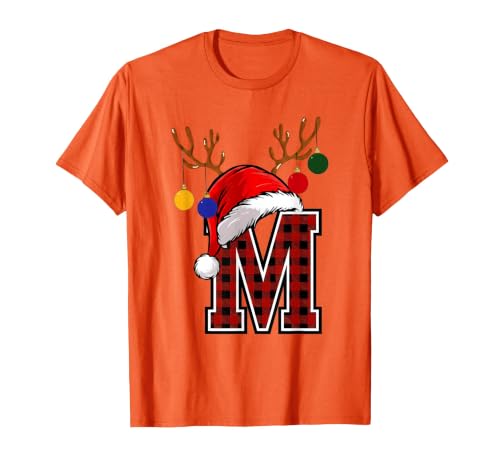Christmas Buffalo Plaid Alphabet Tees Letter M Name Initial Buffalo Plaid Alphabet Monogram T-Shirt - size chart