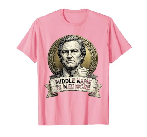 Mademark White Boy of the Year Middle Name Is Mediocre T-Shirt - Men - size chart