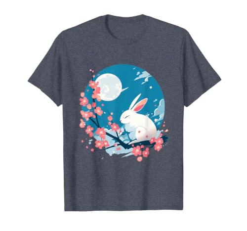 Bunny Rabbit Amidst Blossoms: Spring's Gentle Whisper T-Shirt — design detail