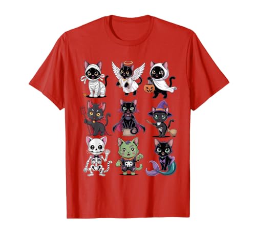 Halloween Cat Apparel Halloween Cat T-Shirt - Spooky Kittens Costume T-Shirt - size chart