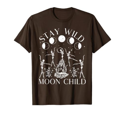 Funny Stay Wild Moon Child Tee Shirt Stay Wild Moon Child Funny Skeleton Dancing Halloween T-Shirt - size chart