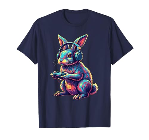 Rabbit Gaming Animal Video Games Funny Rabbit T-Shirt — design detail