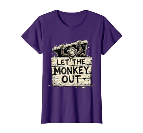 Mademark Let the Monkey Out Wild Primate Graphic Design T-Shirt - Women - size chart