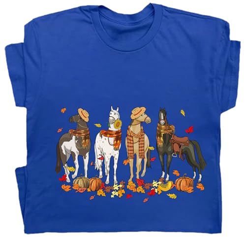 Niaday Fall Horse Shirt Men Women Graphic Short Sleeve T-Shirt Tee, Fall Season Horses Horse Lover Shirt - size chart
