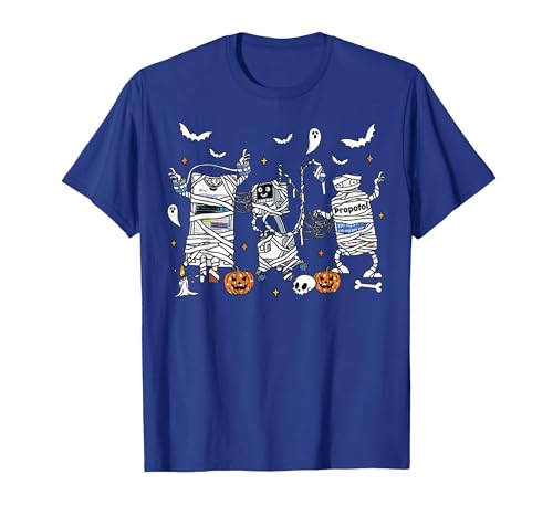 Cute Ghost Halloween Nurse Spooky Season Halloween ICU Nurse Propofol Mummy NICU PICU Nurse Tech T-Shirt - size chart
