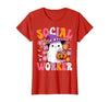 Groovy Social Worker Halloween Ghost Costume Halloween Social Worker Ghost Cute Social Worker Halloween T-Shirt - size chart