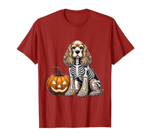 Spooky Cocker Spaniel Skeleton Costumes Halloween Cocker Spaniel Skeleton Jack O Lantern Funny Dog Halloween T-Shirt - size