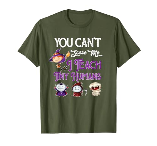 Happy Halloween Costume Tee You Can't Scare Me I Teach Tiny Humans Funny Halloween T-Shirt - size chart