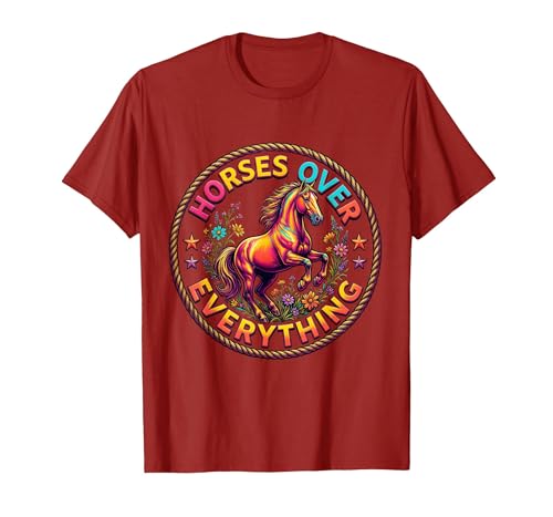 Mademark Horses Over Everything Women's Equestrian Design T-Shirt - Men - size chart