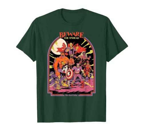 Marvel Zombies Beware the Undead We Don’t Bite Halloween T-Shirt - size chart