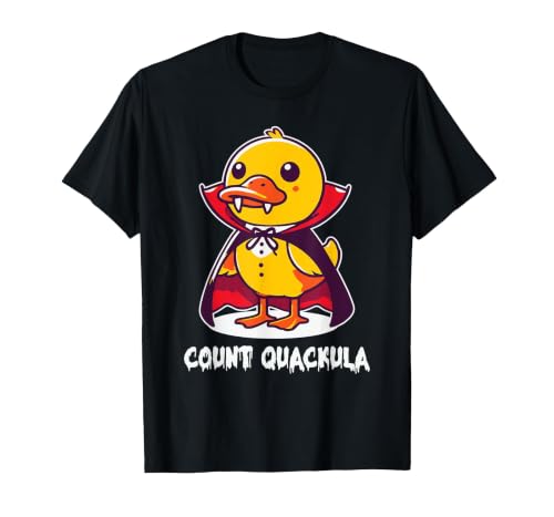 Funny Halloween Costume Count Quackula Funny Duck Halloween Costume T-Shirt - size chart