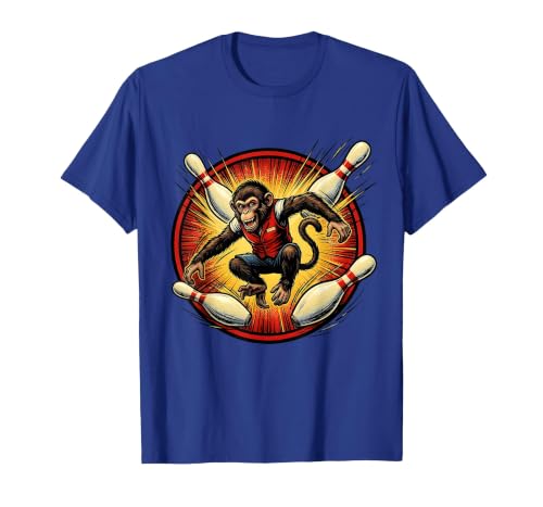 Mademark Pin Monkey Dodging Flying Pins Bowling Graphic T-Shirt - Men - size chart