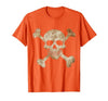 Halloween Designs. Pirate Flag Skull and Crossbones Skeleton Graphic Halloween T-Shirt - size chart
